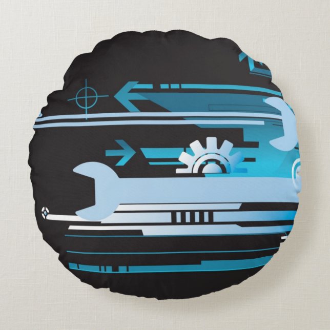 Technischer Halbtonhintergrund 3 Rundes Kissen (Vorderseite)