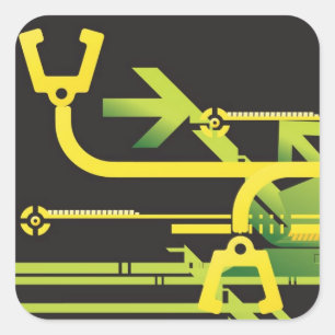 Technischer Halbtonhintergrund 4 Quadratischer Aufkleber