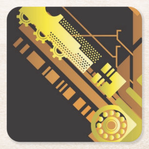 Technischer Halbtonhintergrund 5 Rechteckiger Pappuntersetzer