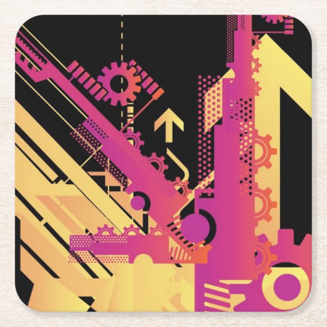 Technischer Halbtonhintergrund 7 Rechteckiger Pappuntersetzer (Vorderseite)