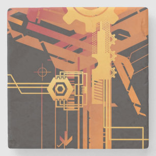 Technischer Halbtonhintergrund Steinuntersetzer