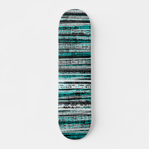 Technischer Niedergang - Schwarz und Weiß auf Cyan Skateboard