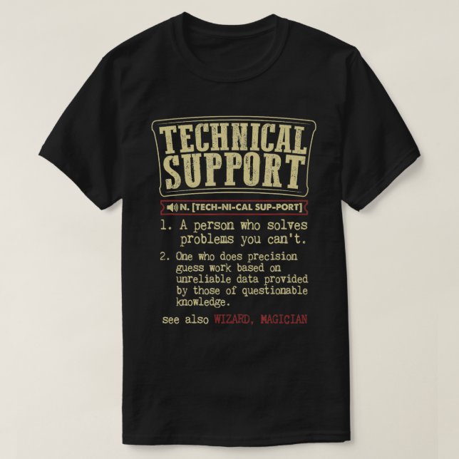 Technischer Support - Funny Dictionary - Definitio T-Shirt (Design vorne)