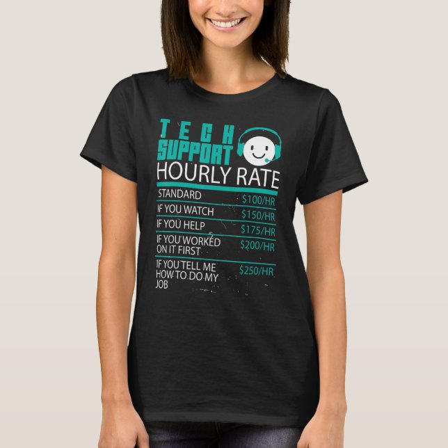 Technischer Support Stundensatz Softwareentwickler T-Shirt (Vorderseite)