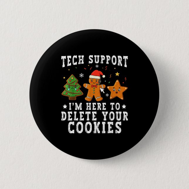 Technischer Support Weihnachten Ich bin hier, um I Button (Vorderseite)