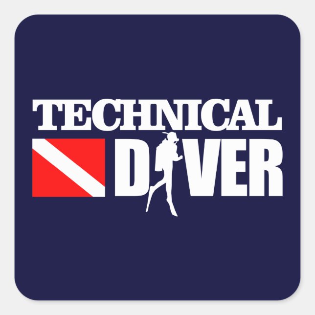 Technischer Taucher 2 Quadratischer Aufkleber (Vorderseite)