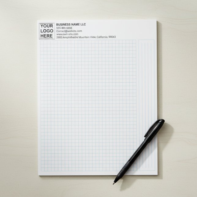 Technisches Graphikpapier mit Firmenlogo Notizblock (custom graph pads for business, corporate branded engineering paper, logo grid paper for office)