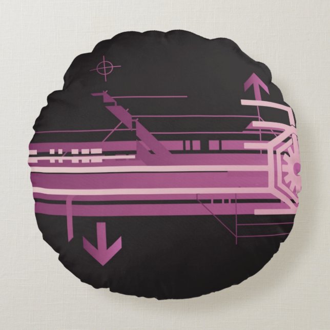 Technisches Halbtonmuster Rundes Kissen (Vorderseite)