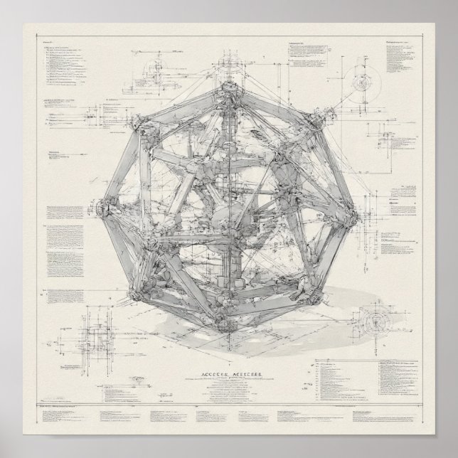 Technisches Ingenieurdesign: Ikosaeder  Poster (Vorne)