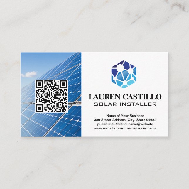 Technisches Logo | Solarmodule | QR-Visitenkarte Visitenkarte (Vorderseite)