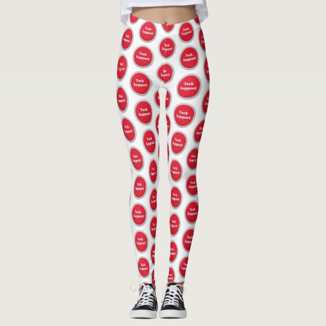 Technisches Support Red Panic Button Muster Leggings (Vorderseite)
