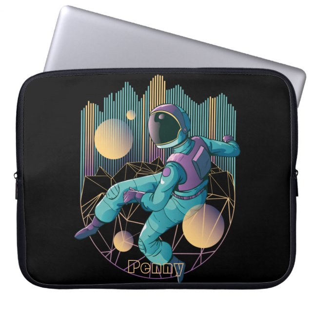 Techno Astronaut Illustration Laptopschutzhülle (Vorderseite)