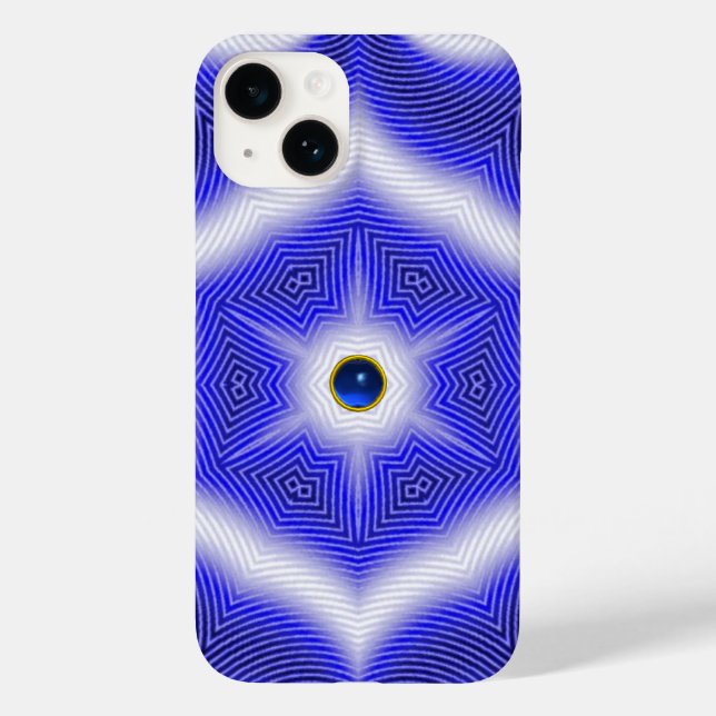 TECHNO BLUE STAR SAPPHIRE GEMSTONE Case-Mate iPhone 14 HÜLLE (Rückseite)
