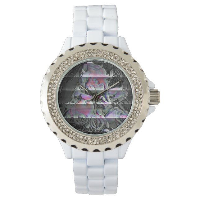 Techno-Blumenstrauß Armbanduhr (Vorderseite)