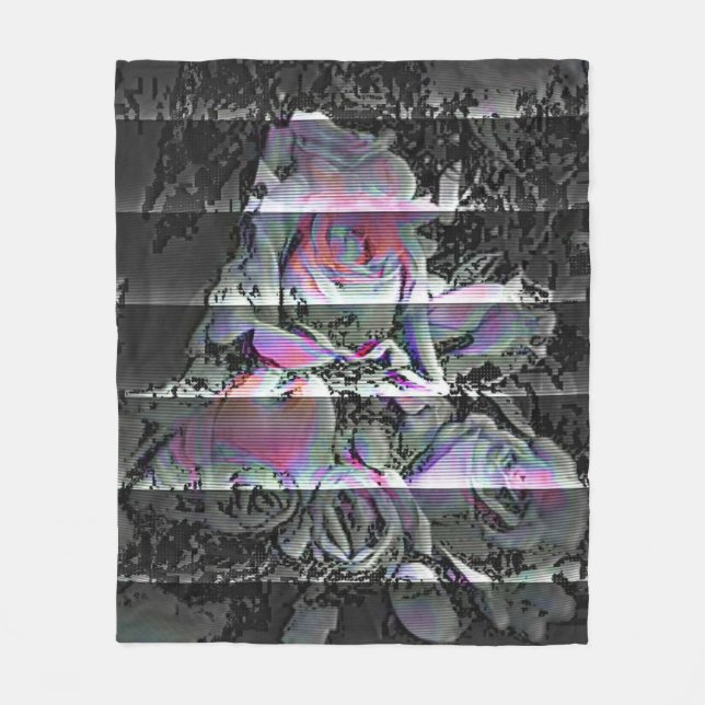 Techno-Blumenstrauß Fleecedecke (Vorderseite)