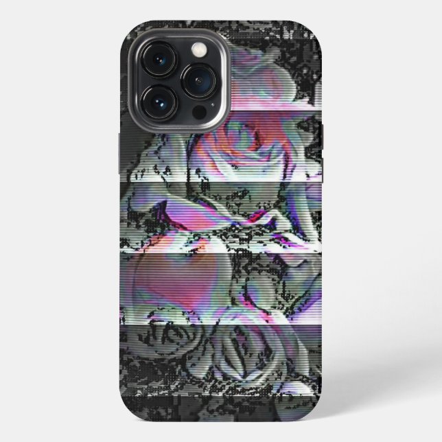 Techno-Blumenstrauß  iPhone 13 Pro Max Hülle (Rückseite)
