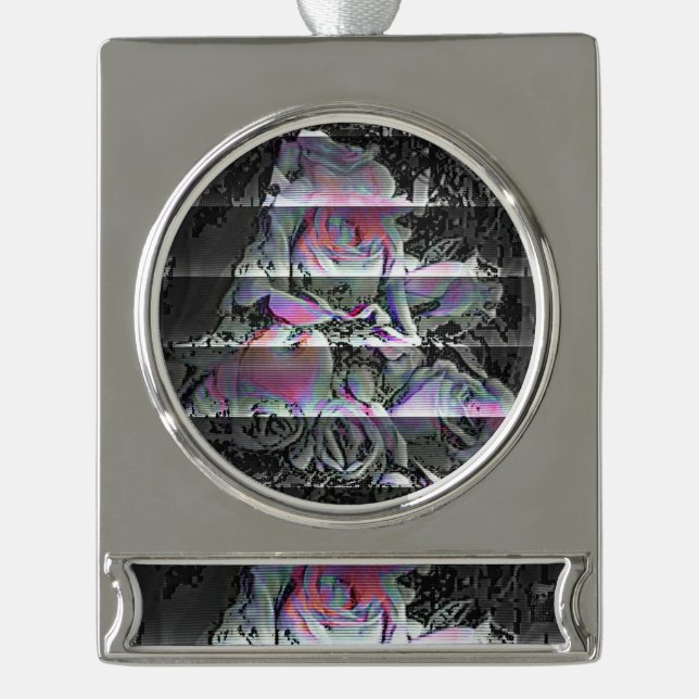 Techno Bouquet Banner-Ornament Silber (Vorderseite)
