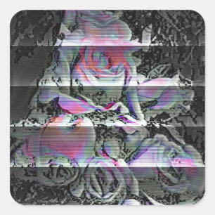 Techno Bouquet   Quadratischer Aufkleber