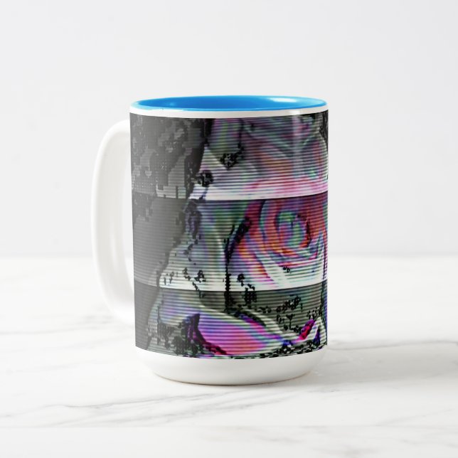 Techno Bouquet Zweifarbige Tasse (Vorderseite Links)