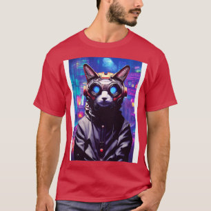 Techno Cat in Japan Neon City 3 T-Shirt