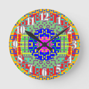 Techno Circus 2 Runde Wanduhr
