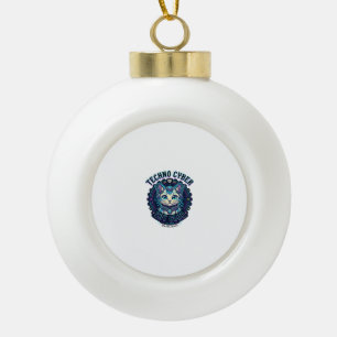 Techno Cyber Cat Lustiges Katzenliebhaber-Design - Keramik Kugel-Ornament