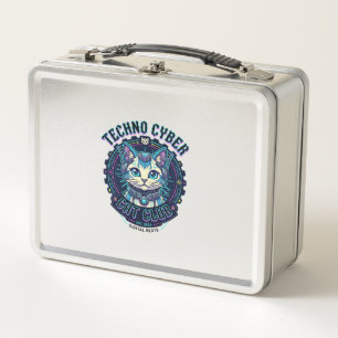 Techno Cyber Cat Lustiges Katzenliebhaber-Design - Metall Brotdose