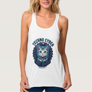 Techno Cyber Cat Lustiges Katzenliebhaber-Design - Tank Top