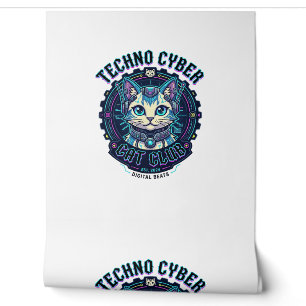 Techno Cyber Cat Lustiges Katzenliebhaber-Design - Tapete