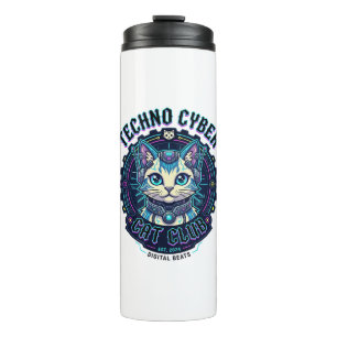 Techno Cyber Cat Lustiges Katzenliebhaber-Design - Thermosbecher