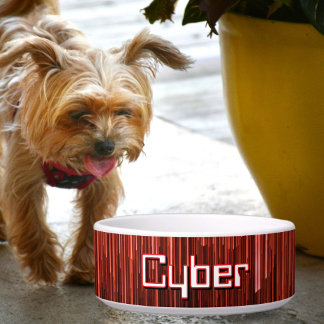 Techno Cyberspace Red and Black Personalisiert Pet Napf