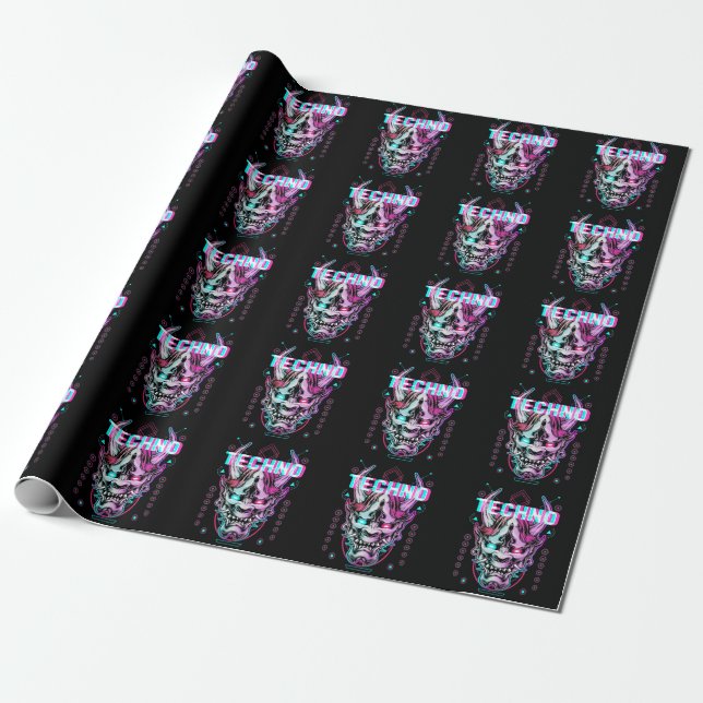 Techno Demon Glitch Electronic Bass Music Geschenkpapier (Ungerollt)