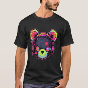 Techno DJ Bear Trippy EDM Sommerfestival T-Shirt