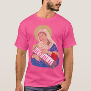 Techno Dj Jungfrau Mary mit Synthesizer 80er Audio T-Shirt