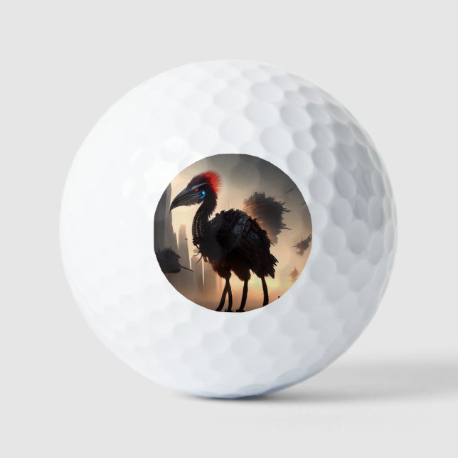 "Techno-Feathers: The Futuristic Emu Robot" Golfball (Vorderseite)
