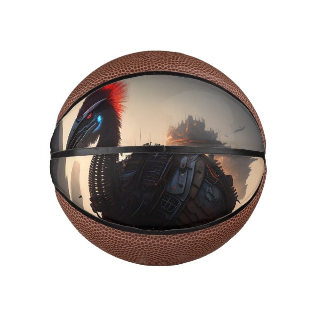 "Techno-Feathers: The Futuristic Emu Robot" Mini Basketball (Vorderseite)