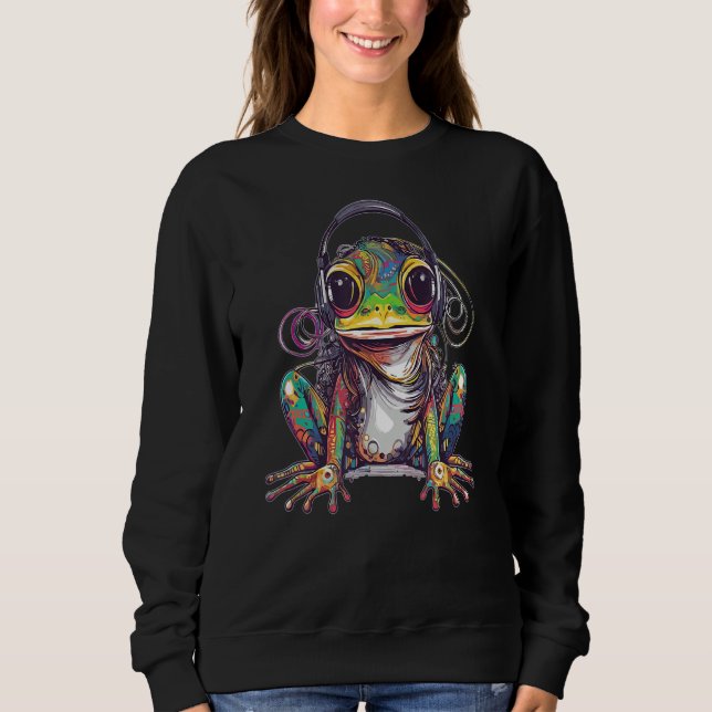 Techno Frog DJ Summer Electronic Music Festival Sweatshirt (Vorderseite)