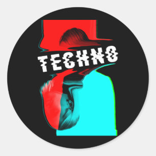 Techno Glitch Bass Music Party DJ Runder Aufkleber