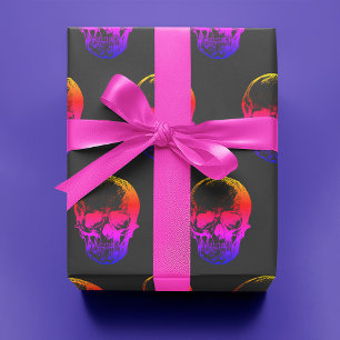 Techno Holographic Skull auf Grau Geschenkpapier