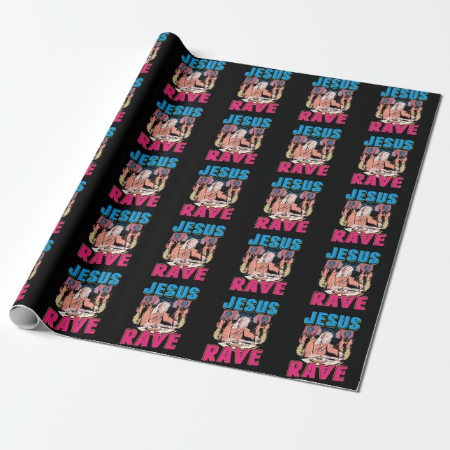 Techno Jesus Religion Retro elektronische Bassmusi Geschenkpapier (Ungerollt)