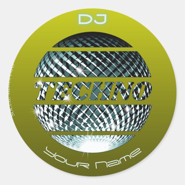 Techno Music DJ Business Card Runder Aufkleber (Vorderseite)