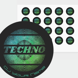 Techno Music DJ Business Card Runder Aufkleber