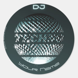 Techno Music DJ Business Card Runder Aufkleber