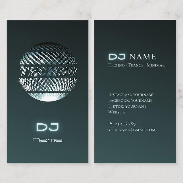 Techno Music DJ Business Card Visitenkarte (Von Creator hochgeladen)