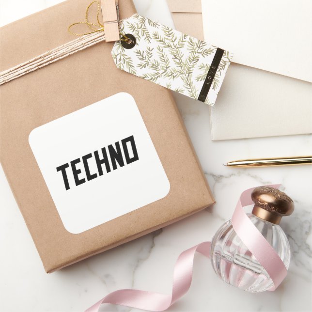 TECHNO Music Quadratischer Aufkleber (Schenken)