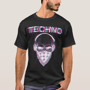 Techno Skull Glitch Trippy EDM Rave Hardstyle-Gesc T-Shirt