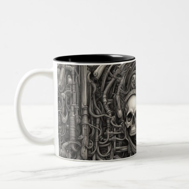 Techno skulls 001 zweifarbige tasse (Links)
