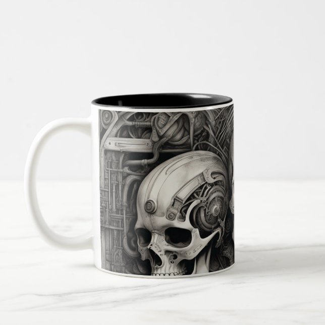Techno skulls 011 zweifarbige tasse (Links)