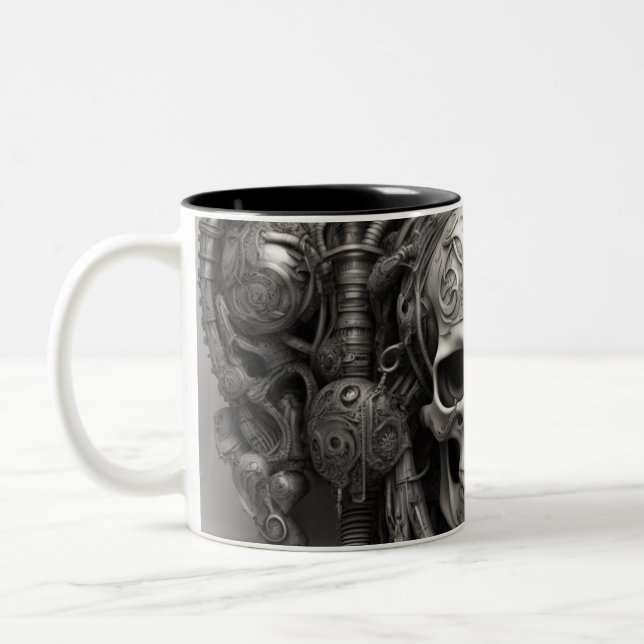 Techno skulls 017 zweifarbige tasse (Links)