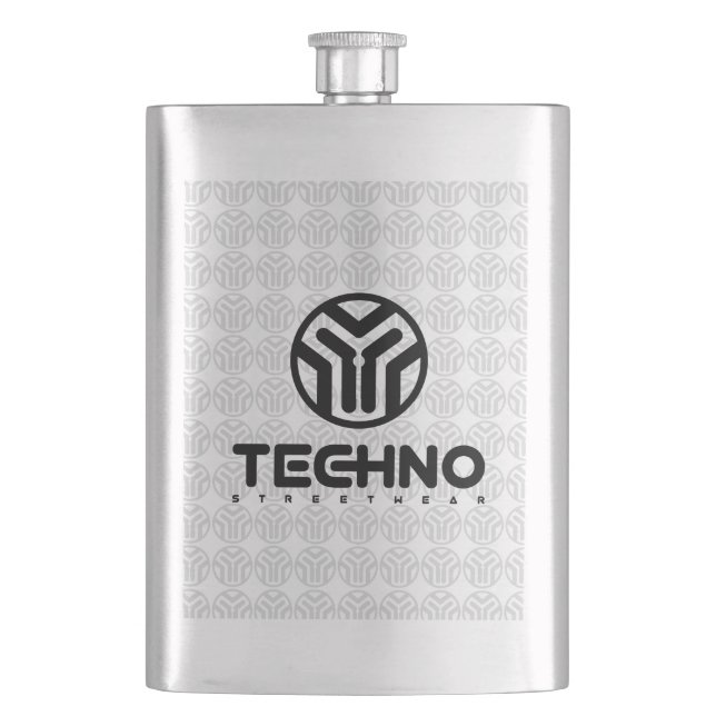 Techno Streetwear - Logo - Flasche Flachmann (Vorderseite)